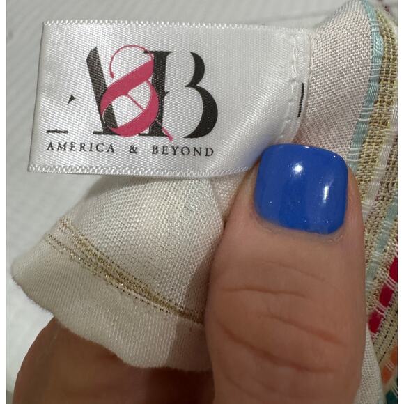 America and Beyond Cream Aztec Stripe Maxi Dress Size Small - Picture 7 of 12